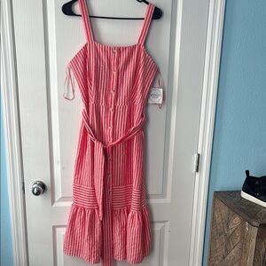 Volaty Red Striped Midi Dress